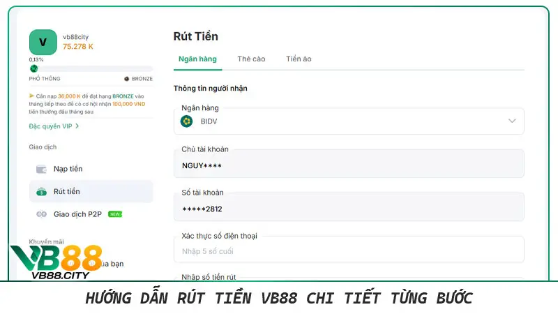 Hướng dẫn rút tiền VB88 chi tiết cho người mới thắng cược Hướng dẫn rút tiền VB88 chi tiết từng bước