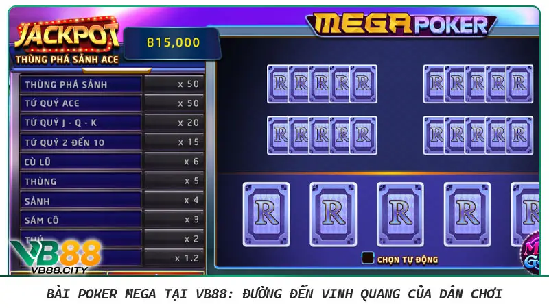 Bài Poker Mega tại VB88: Đường đến vinh quang của dân chơi