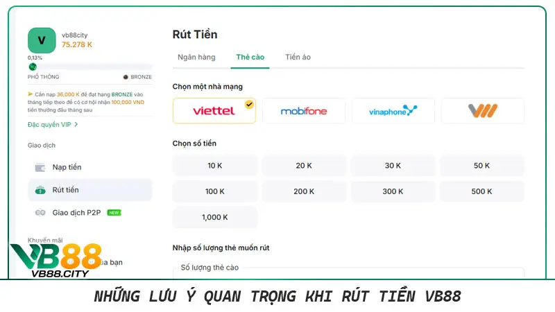 Hướng dẫn rút tiền VB88 chi tiết cho người mới thắng cược Những lưu ý quan trọng khi rút tiền VB88