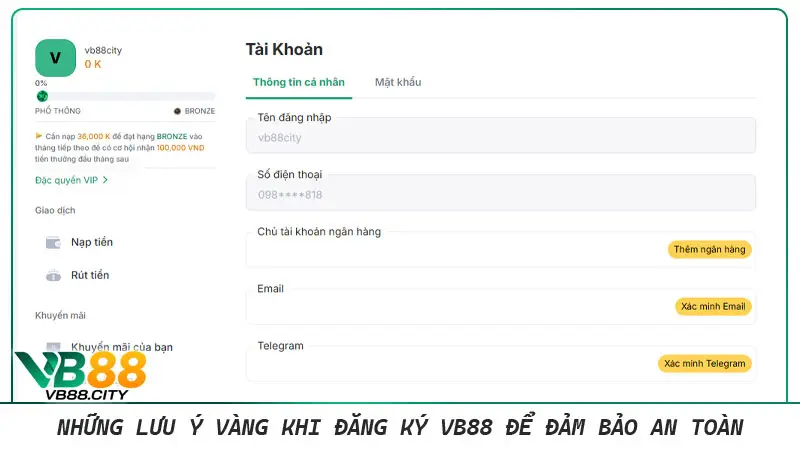 Đăng ký VB88 | Hướng dẫn từ đầu đến cuối cách thức mở tài khoản Những lưu ý vàng khi đăng ký VB88 để đảm bảo an toàn
