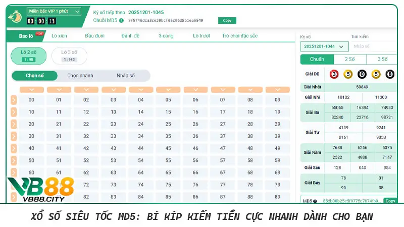 Xổ số siêu tốc MD5: Bí kíp kiếm tiền cực nhanh dành cho bạn